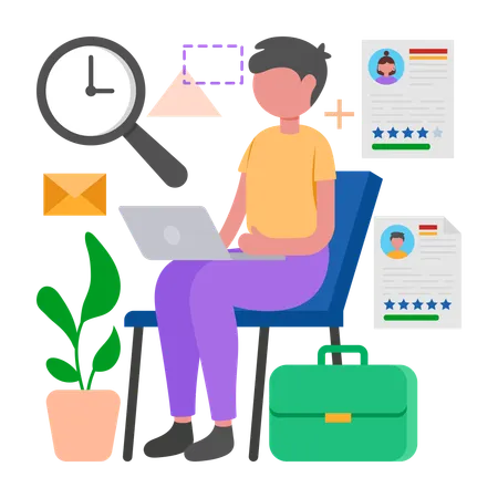 Boy doing Recruitment Process  Illustration