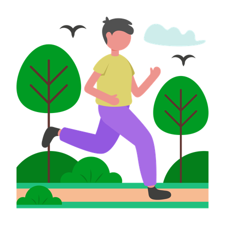 Boy doing Refreshing Morning Jog Session  Illustration