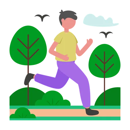 Boy doing Refreshing Morning Jog Session  Illustration