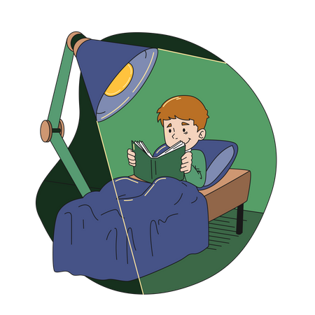Boy doing Relax reading book  Illustration