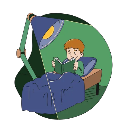 Boy doing Relax reading book  Illustration