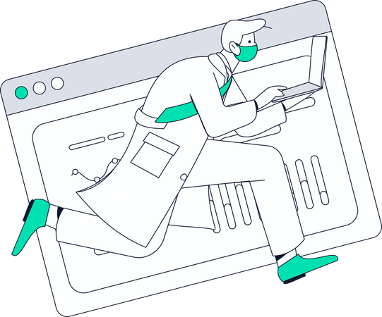 Boy doing remote data analysis  Illustration