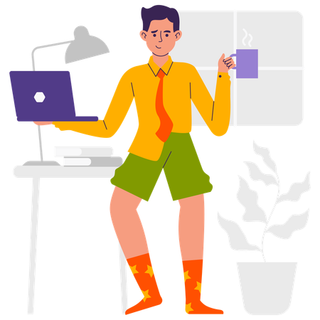 Boy doing Remote Worker  Illustration