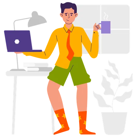 Boy doing Remote Worker  Illustration