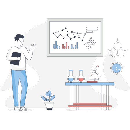 Boy  doing research and development  Illustration