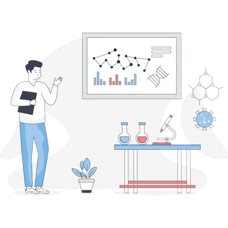 Boy  doing research and development  Illustration