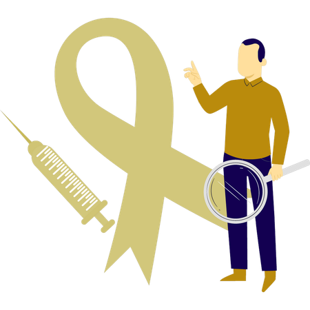 Boy doing research on aids vaccine  Illustration
