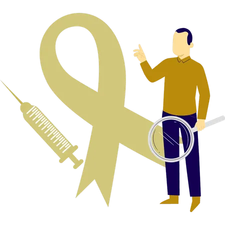 Boy doing research on aids vaccine  Illustration