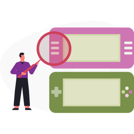 Boy  doing research on video games  Illustration