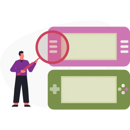 Boy  doing research on video games  Illustration