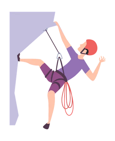 Boy doing rock climbing Illustration