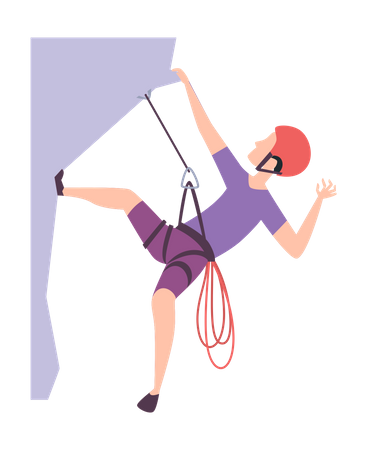 Boy doing rock climbing  Illustration