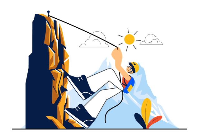 Boy doing rock climbing sport  Illustration
