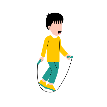 Boy doing rope jumping  Illustration