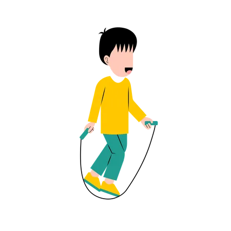 Little Boy Playing Jumping Rope Illustration