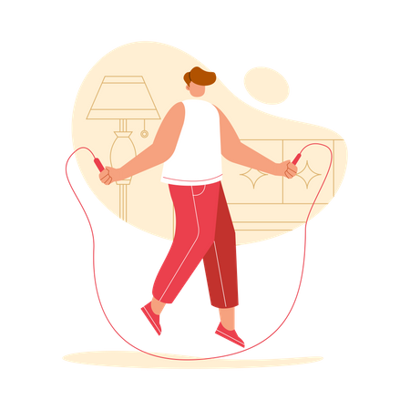 Boy doing rope jumping Illustration