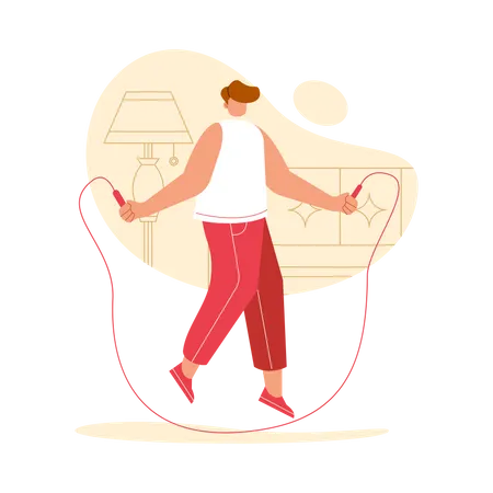 Boy doing rope jumping  Illustration