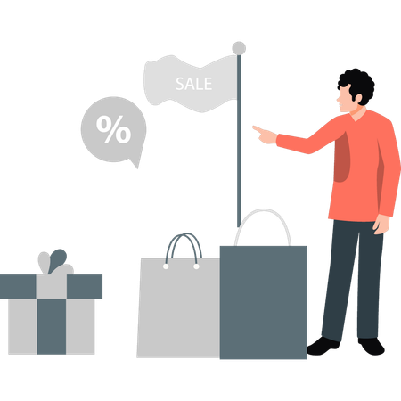 Boy doing sales advertising  Illustration