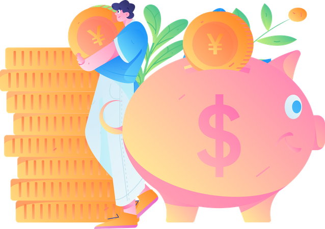 Boy doing savings analysis  Illustration