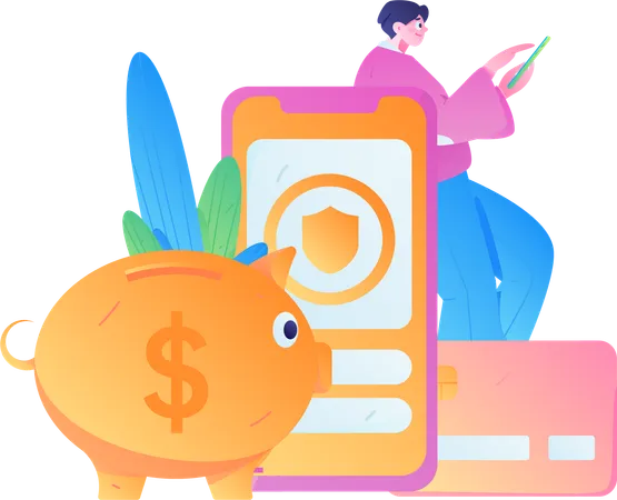 Boy doing savings analysis  Illustration