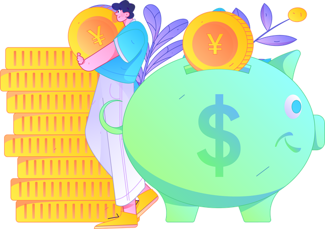 Boy doing savings analysis  Illustration