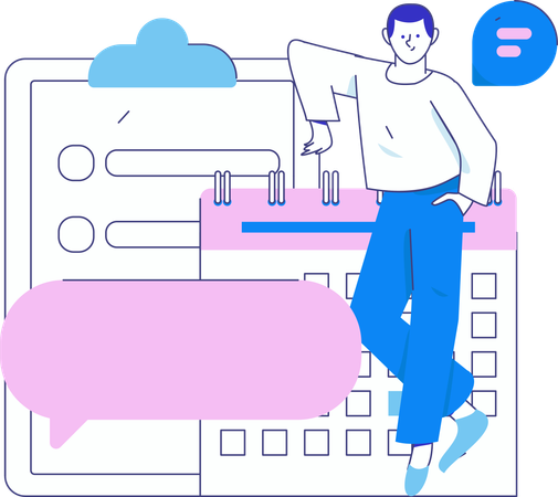 Boy doing schedule organisation  Illustration