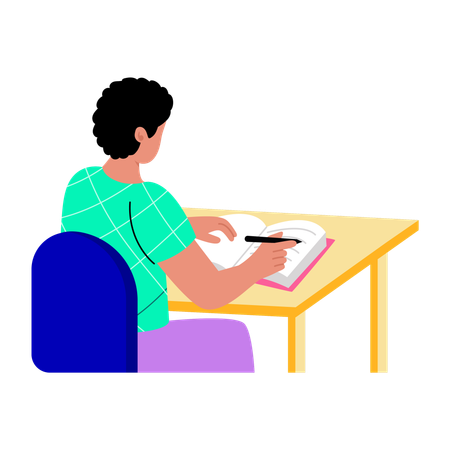 Boy doing school homework  Illustration
