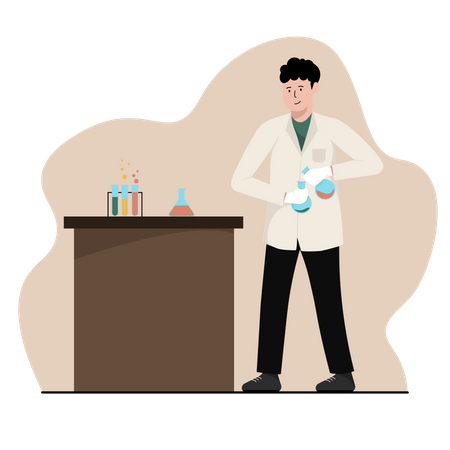 Boy doing science experiment  Illustration