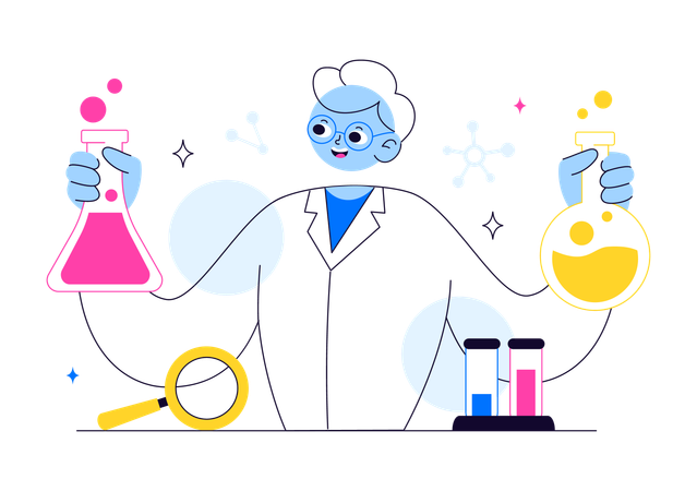 Boy doing Scientific Experiments  Illustration