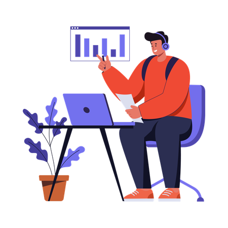 Boy doing script writing  Illustration
