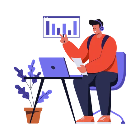 Boy doing script writing  Illustration