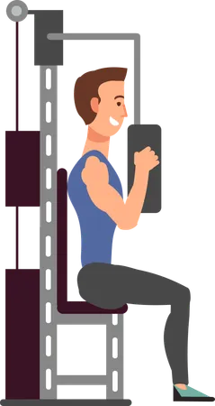 Boy doing Seated Chest Press exercise  Illustration