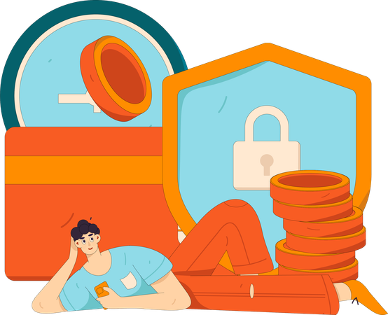 Boy doing Secure card payment  Illustration
