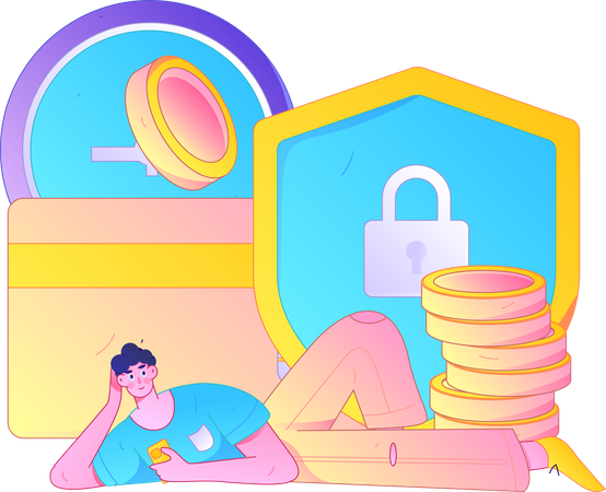 Boy doing Secure card payment  Illustration