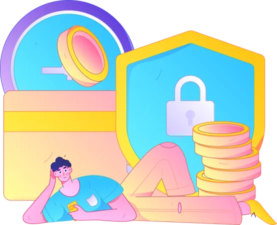 Boy doing Secure card payment  Illustration