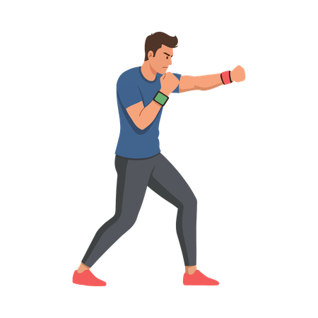 Boy doing Shadow Boxing  Illustration