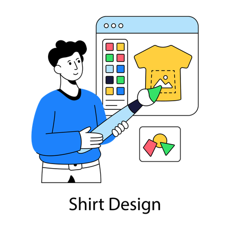 Boy doing shirt design  Illustration