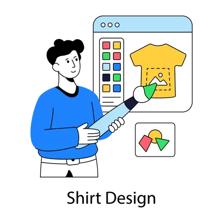 Boy doing shirt design  Illustration