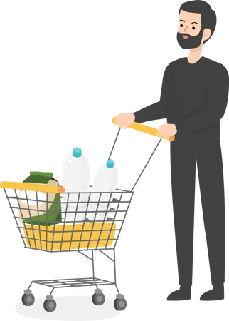 Boy Doing Shopping  Illustration