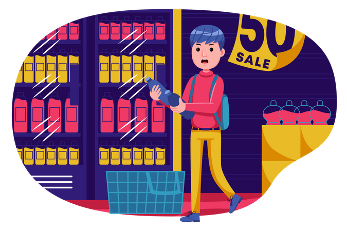 Boy doing shopping  Illustration