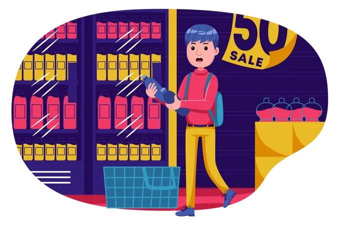 Boy doing shopping  Illustration