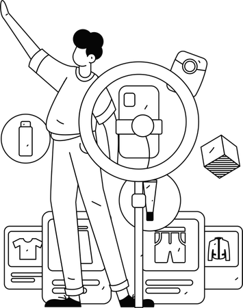Boy Doing Shopping  Illustration