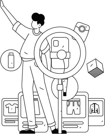 Boy Doing Shopping  Illustration