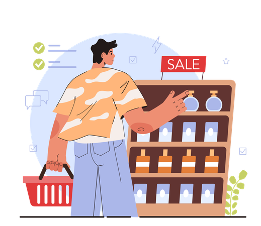 Boy doing shopping  Illustration