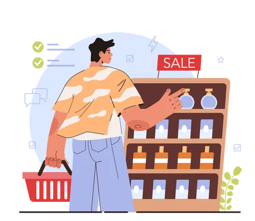 Boy doing shopping  Illustration