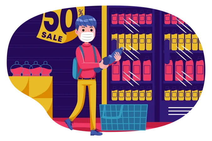 Boy doing shopping on sale Illustration