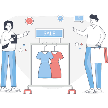 Boy doing shopping on sale  Illustration