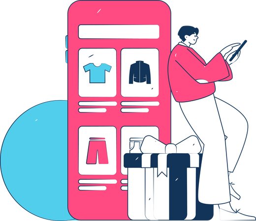 Boy doing shopping payment  Illustration