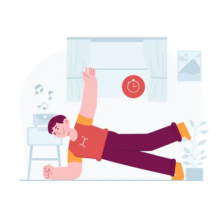 Boy doing side plank pose  Illustration