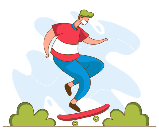 Boy doing skateboarding Illustration